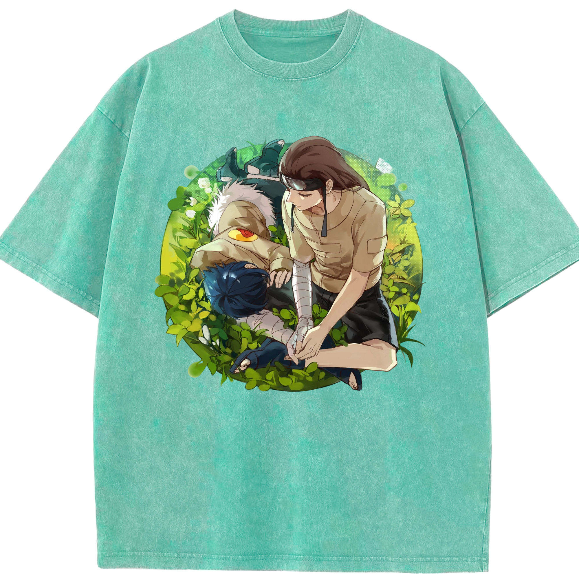 （画像用） NARUTO -ナルト- 日向ネジ Hyūga Neji 綿100% ヴィンテージ風 半袖Tシャツ（フロントプリント）